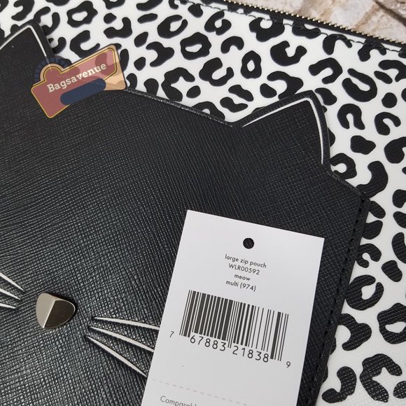 MEOW CAT LARGE ZIP POUCH CLUTCH WLR00592 NWT $109 KATE SPADE - Picture 7 of 7